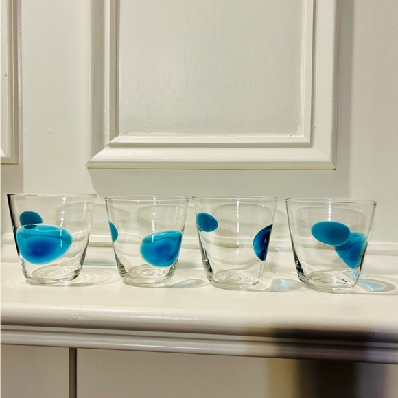Gunnar Sahlin blue dot glass set of 4. - Picture 3 of 4